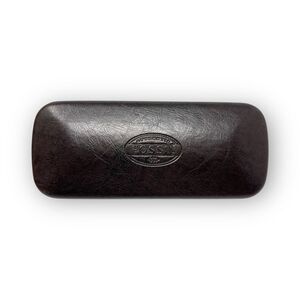 Fossil Sunglasses Eyeglasses Hard Case Only Dark Brown Faux Leather Clamshell
